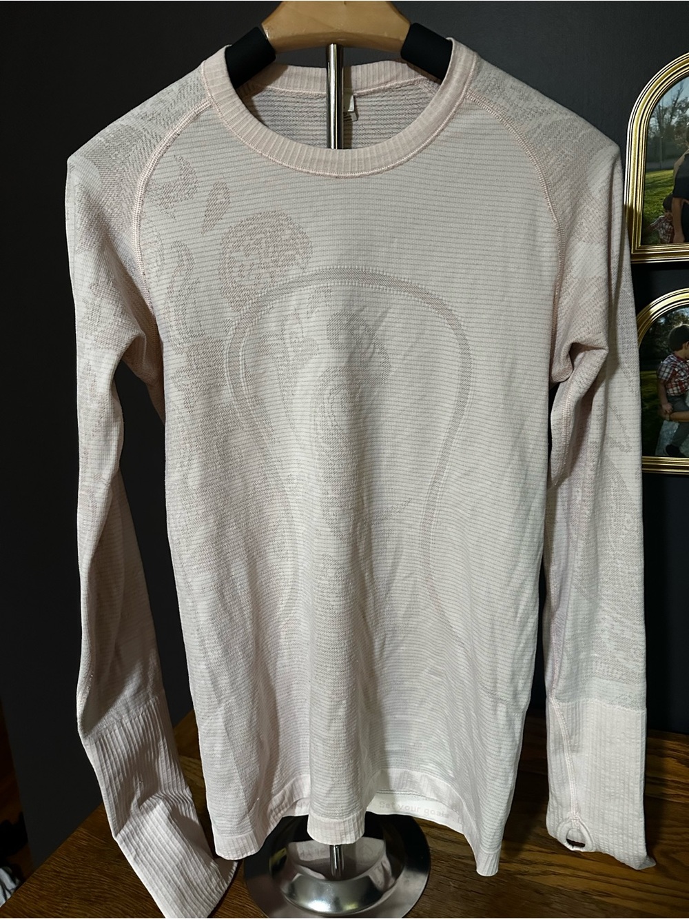 lululemon athletica Pale Pink “Run Swiftly” Long Sleeve Top; flower aesthetic - Picture 5 of 5